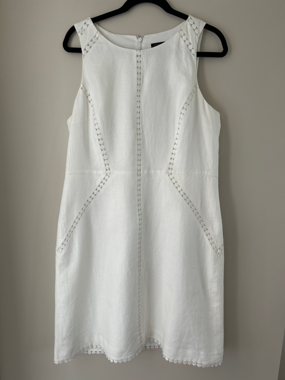 Ann Taylor White Sleeveless lined Linen Dress